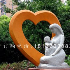 母愛石雕，公園母子雕塑