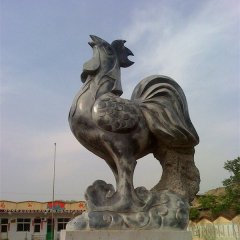 仿古公雞石雕，公園動物石雕