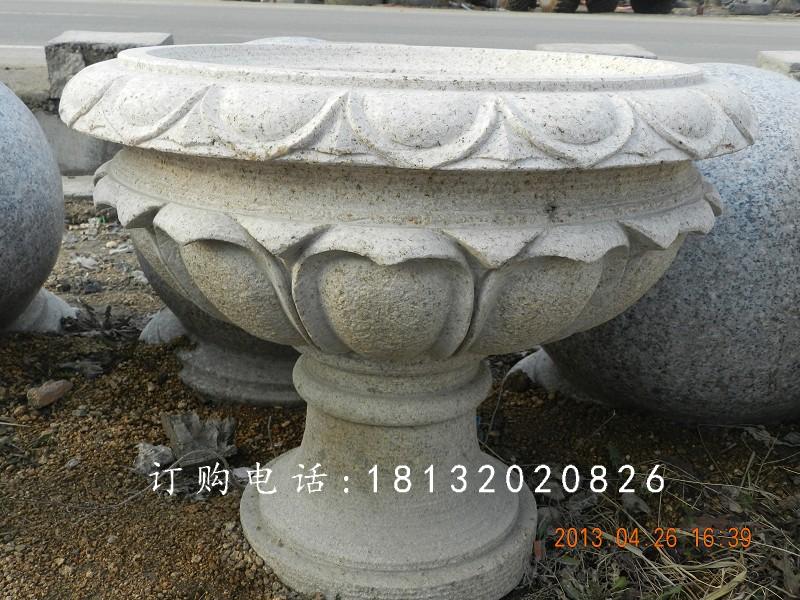 大理石花盆雕塑，公園景觀花盆石雕 (6)