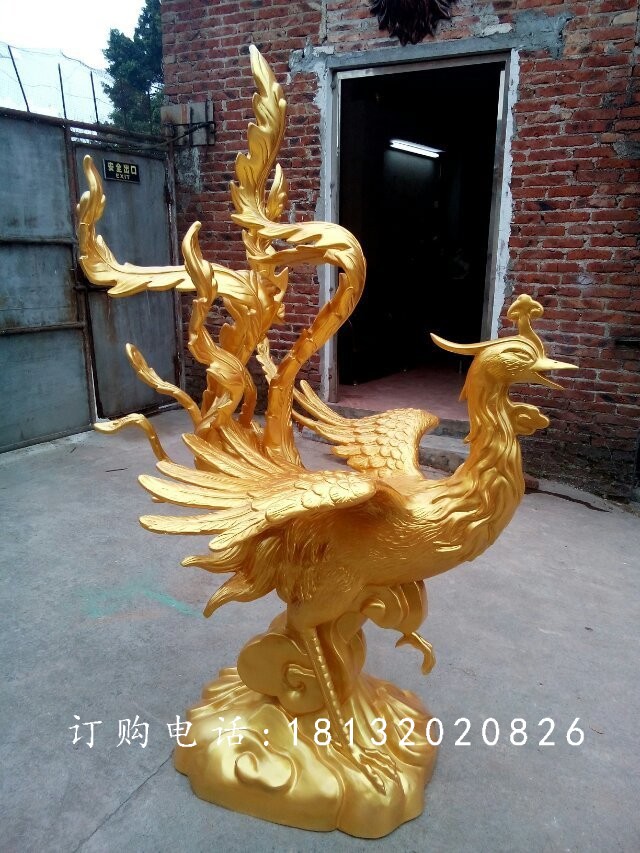 玻璃鋼鳳凰，玻璃鋼仿銅動物