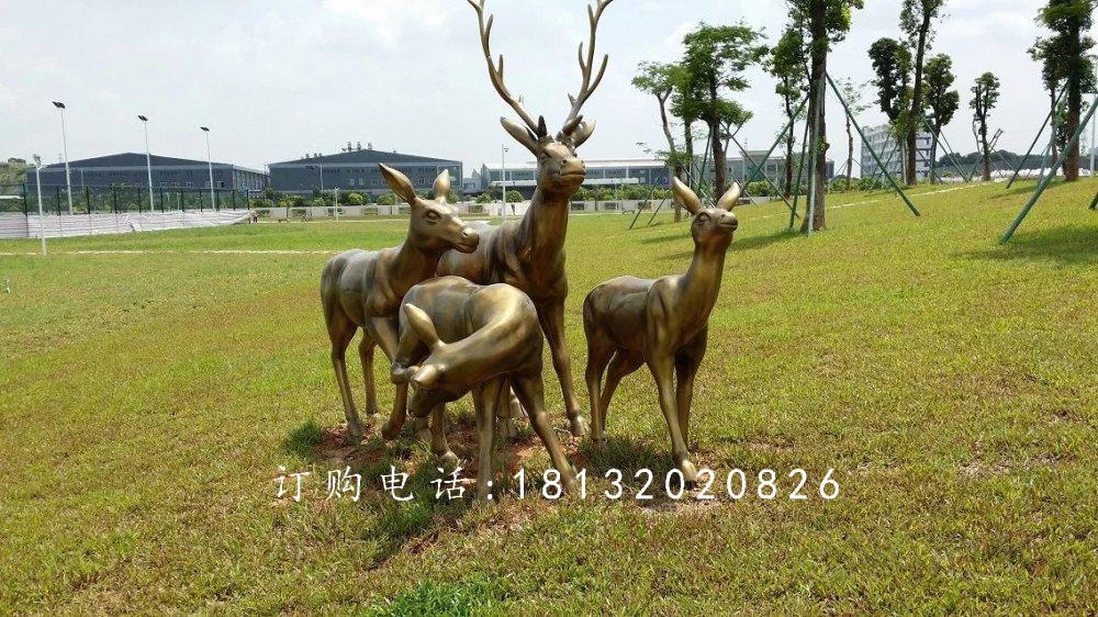 梅花鹿銅雕，園林景觀銅雕，公園動物銅雕