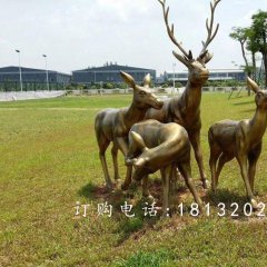 梅花鹿銅雕，園林景觀銅雕，公園動物銅雕