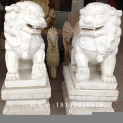 小獅子石雕，漢白玉獅子雕塑