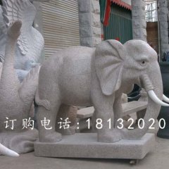 大理石小象，公園動物石雕