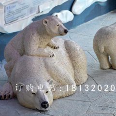 北極熊雕塑，玻璃鋼仿真動物雕塑