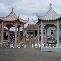 六角涼亭石雕，公園石雕涼亭