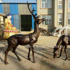 銅鹿雕塑，公園動物銅雕