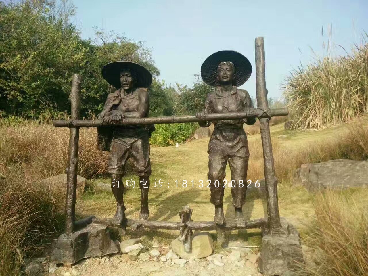 干農活人物雕塑，公園人物銅雕