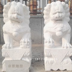 漢白玉獅子石雕，門口獅子石雕