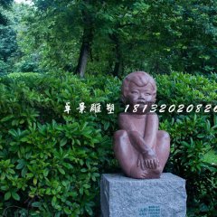 小男孩石雕，公園人物石雕