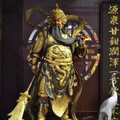 武財神雕塑，玻璃鋼立式關(guān)公雕塑