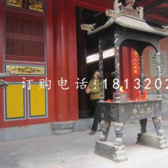 銅雕香爐，寺廟方形香爐銅雕