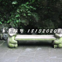 小猴造型長椅石雕，公園石椅子