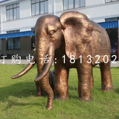 大象銅雕，公園動物雕塑