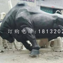 玻璃鋼拓荒牛雕塑，仿銅動物雕塑