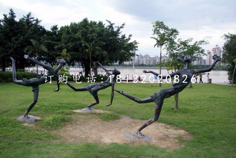 奔跑的小女孩銅雕，公園景觀銅雕