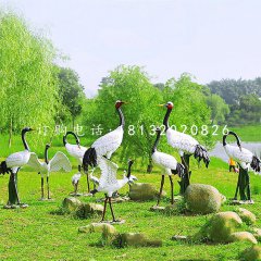 玻璃鋼丹頂鶴，仿真動物雕塑，公園景觀雕塑