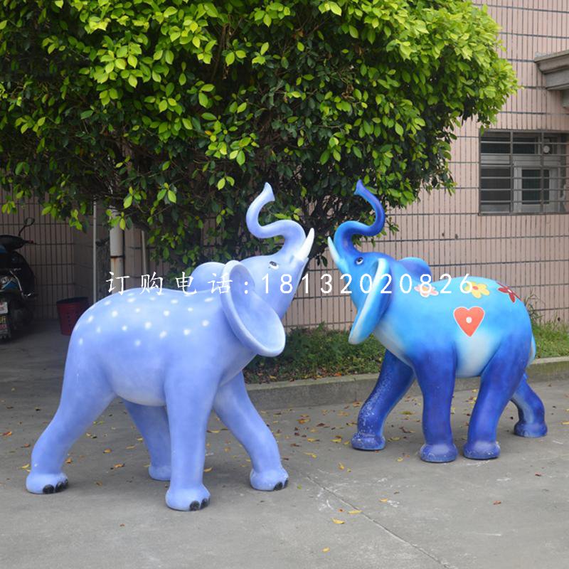 玻璃鋼彩繪大象，彩繪動物，公園景觀雕塑 (6)