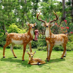 仿真梅花鹿雕塑，玻璃鋼動物雕塑