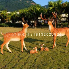 仿真梅花鹿擺件，玻璃鋼景觀動物擺件