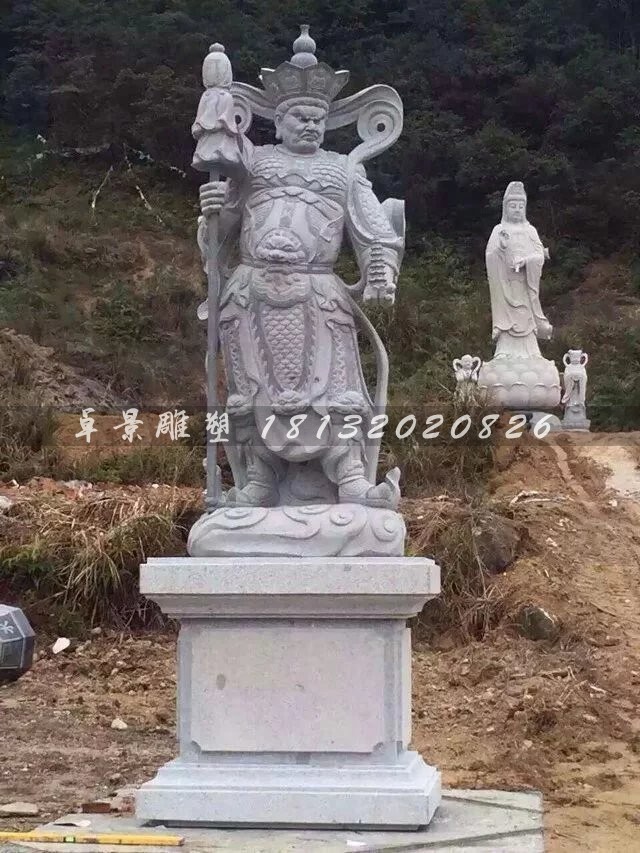 大理石四大天王寺廟佛像石雕 (2)